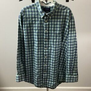 Brooks Brothers Navy and Forest Plaid Shirt